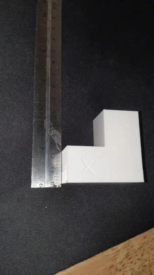 3D printed calibration model with ruler next beside it to show the irregularity 3D printed calibration model with ruler next beside it to show the irregularity