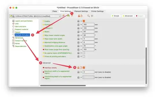 Screenshot of PrusaSlicer 2.7.0 showing the Interface Shells option Screenshot of PrusaSlicer 2.7.0 showing the Interface Shells option