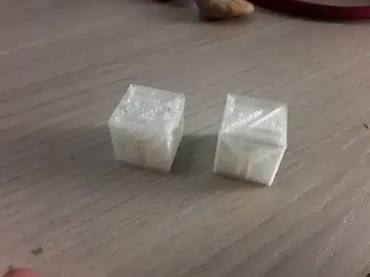 Calibration cubes (before and after increasing flow and temp) Calibration cubes (before and after increasing flow and temp)