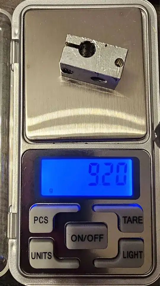 Photo of the block on a scale