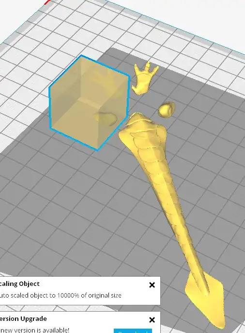 The part I want to print is the one inside the transparent cube