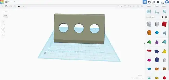 Screenshot of the faceplate with three holes in the Tinkercad workspace
