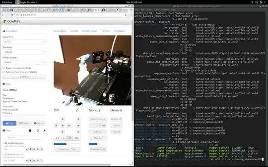 Screenshot of ssh session and OctoPrint interface
