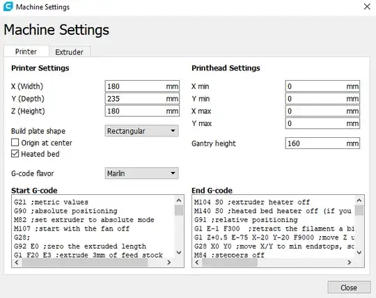 user start g-code screen
