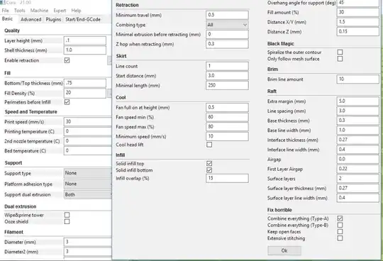 Print Settings in cura