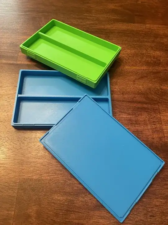 example of two printed, large trays with a lid example of two printed, large trays with a lid