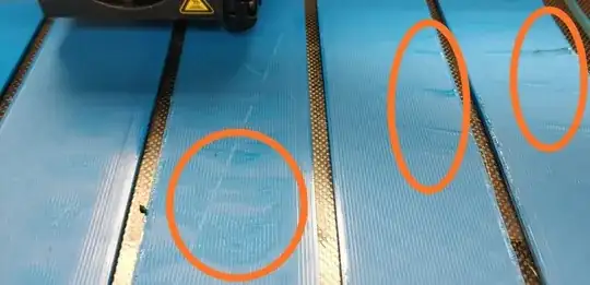 Printed samples with speed bump like structural distortions Printed samples with speed bump like structural distortions