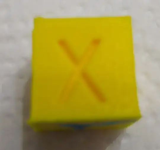 Photo of calibration cube with printing error Photo of calibration cube with printing error