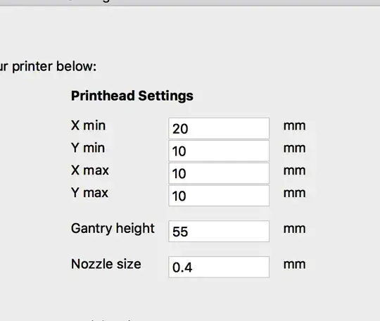 Screenshot of settings