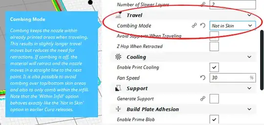 Ultimaker Cura "Combing Mode" option "Not in Skin"