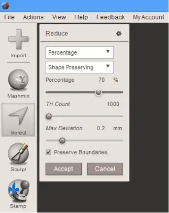 Reduce dialog Reduce dialog