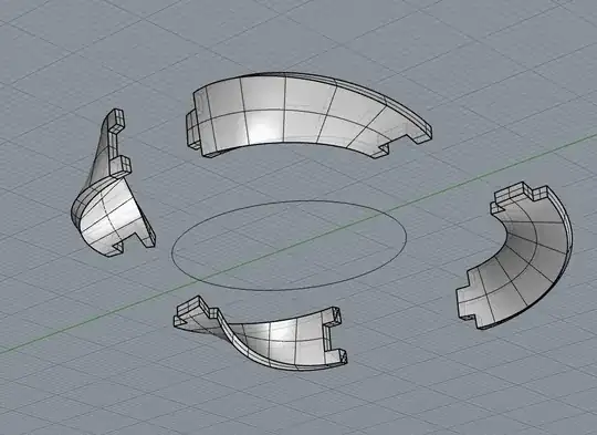 3D rendering of a Möbius strip broken into four interlocking pieces