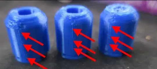 Photo of three printed models with the same printing error Photo of three printed models with the same printing error