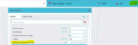 Screenshot of Creality Slicer 4.8 with the 'Extensive Z Offset Processing' option highlighted Screenshot of Creality Slicer 4.8 with the 'Extensive Z Offset Processing' option highlighted