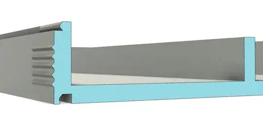 cross-section of large tray cross-section of large tray
