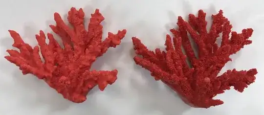 3D printed coral (left) vs resin molded coral (right)