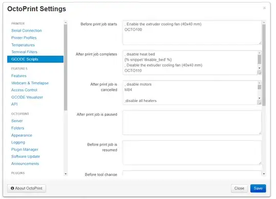 GCODE scripts menu options item