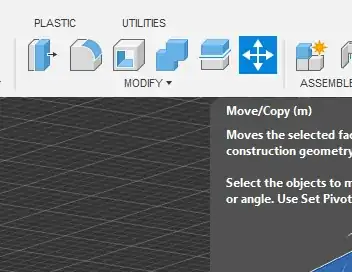 Screenshot of the move tool selected under the solid tab in the modify category Screenshot of the move tool selected under the solid tab in the modify category