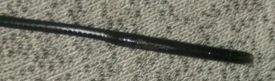 Photo of filament with different sized diameter after being pulled from hotend Photo of filament with different sized diameter after being pulled from hotend