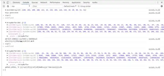 my console showing different signatures produced at consecutive calls to the function sign(which implies that private key and data to be signed must not have changed