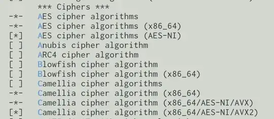 screenshot showing available algos