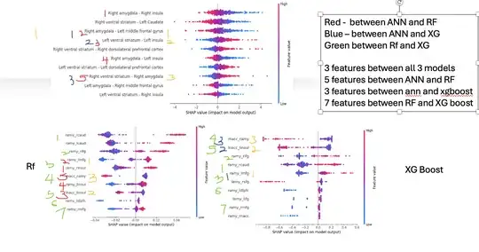 SHAp plot for all 3 models