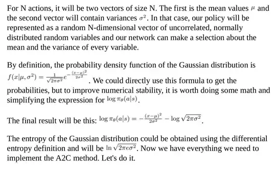 math for continuous action space