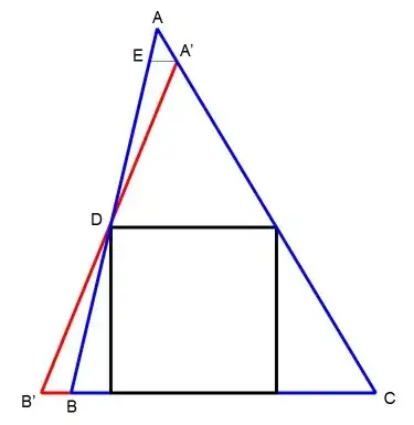 one side of the square lies on BC, altitude from A is > 2 times side of square