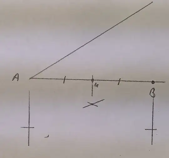 Image of construction of midpoint of a segment on an angle