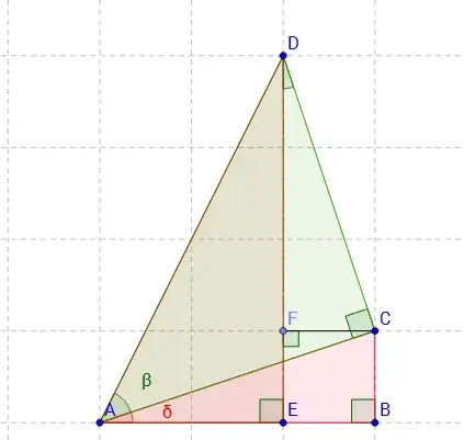 our constructed triangle with DE split up