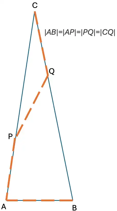 isosceles triangle with equal segments