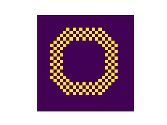 Just squares for which the minimum number of jumps is 5