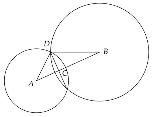 A circle and its two intersections
