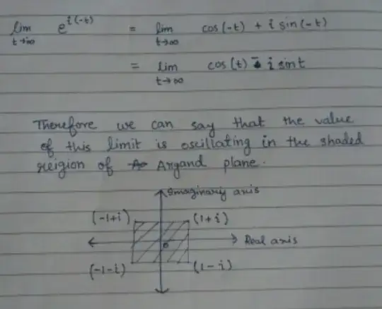 argand plane limit of e^-it solution