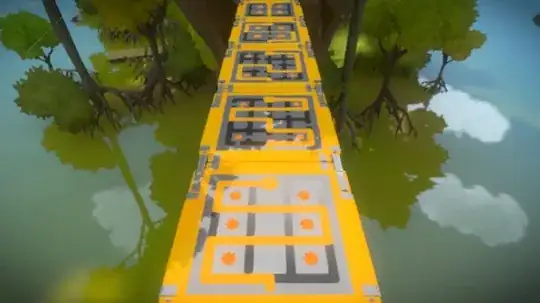 The Witness screenshot showing various 4x4 pairing puzzles