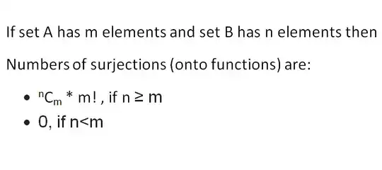 formula for finding the total number of surjections (onto functions)