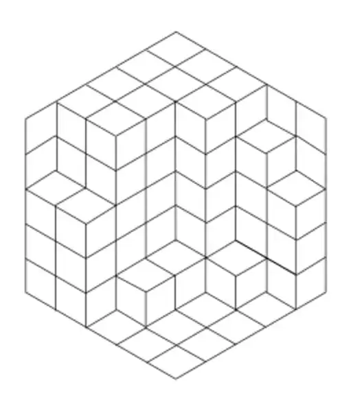diagram of hexagon filled with diamonds
