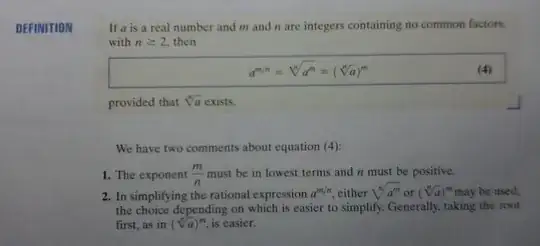 Definition of rational exponents