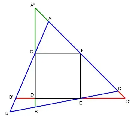 general triangle touching only three vertices of the square