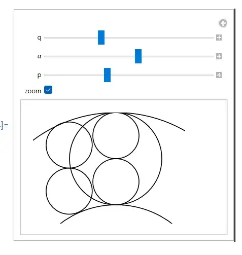 4 packed circles between two tangent circles