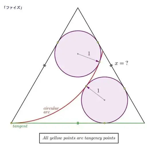 two circles inside equilateral triangle touching circular arc