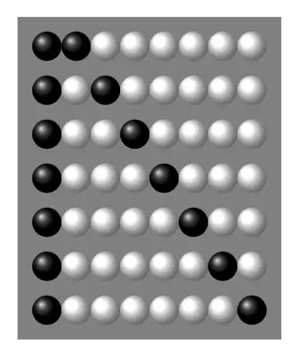 rows_of_black_and_white_beads