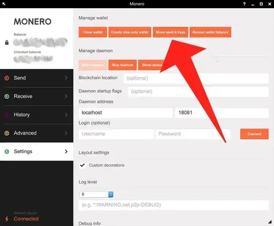 Image of "Show seed & keys"