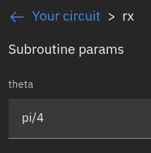 I double click on the gate and change Theta to pi/4