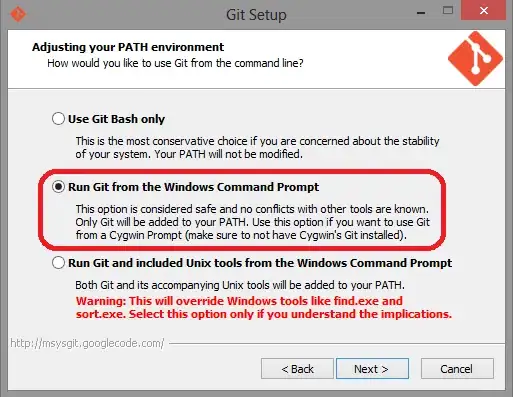 screen shot git installation