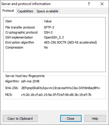Server and Protocol Information Dialog