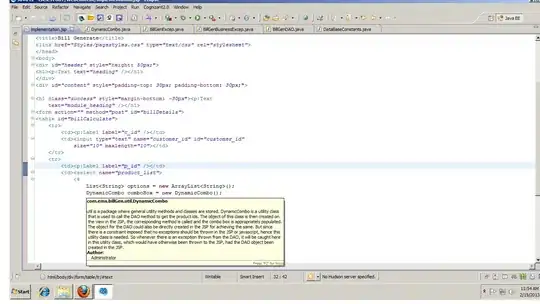on hovering over the class name in the jsp file