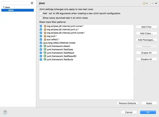 JUnit preferences screenshot