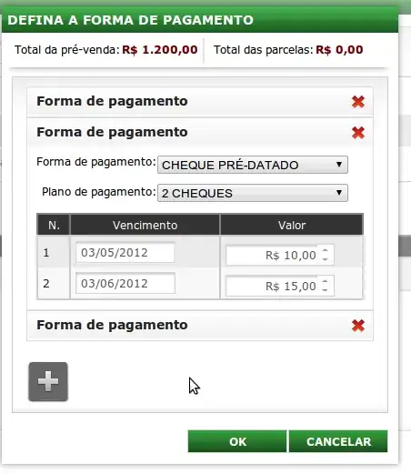 Popup forma de pagamento