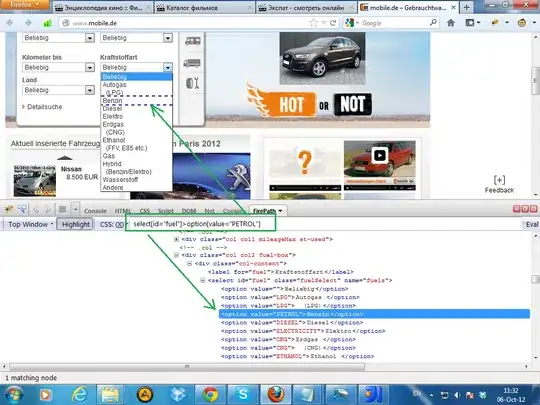 Here is the project selection screen